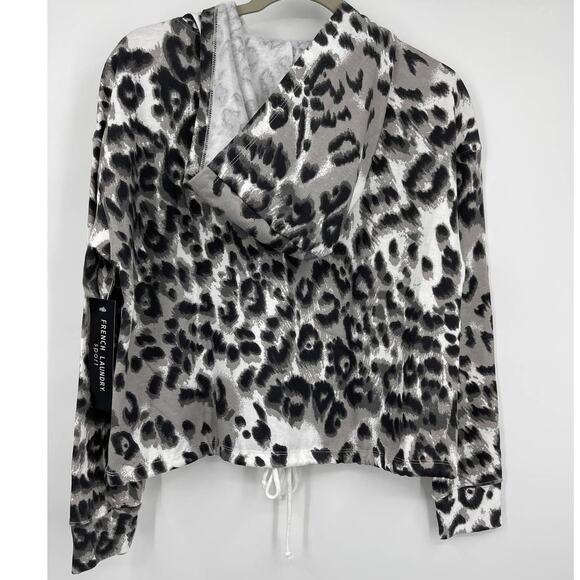 French Laundry Sport Womens Animal Print Long Sleeve Hoodie Top NEW Size Large - Picture 11 of 11